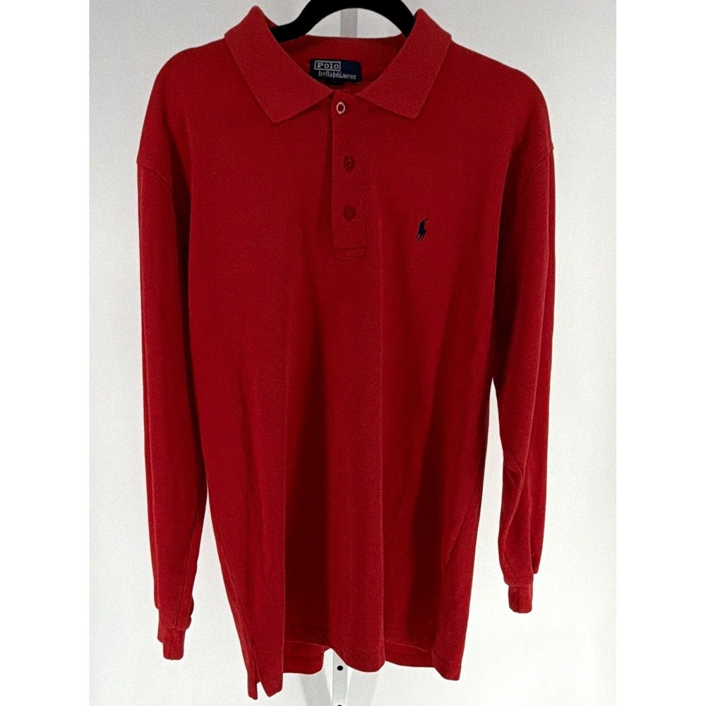 Vintage Polo Ralph Lauren Made In USA Men's Red Cotton Long Sleeve Shirt Size